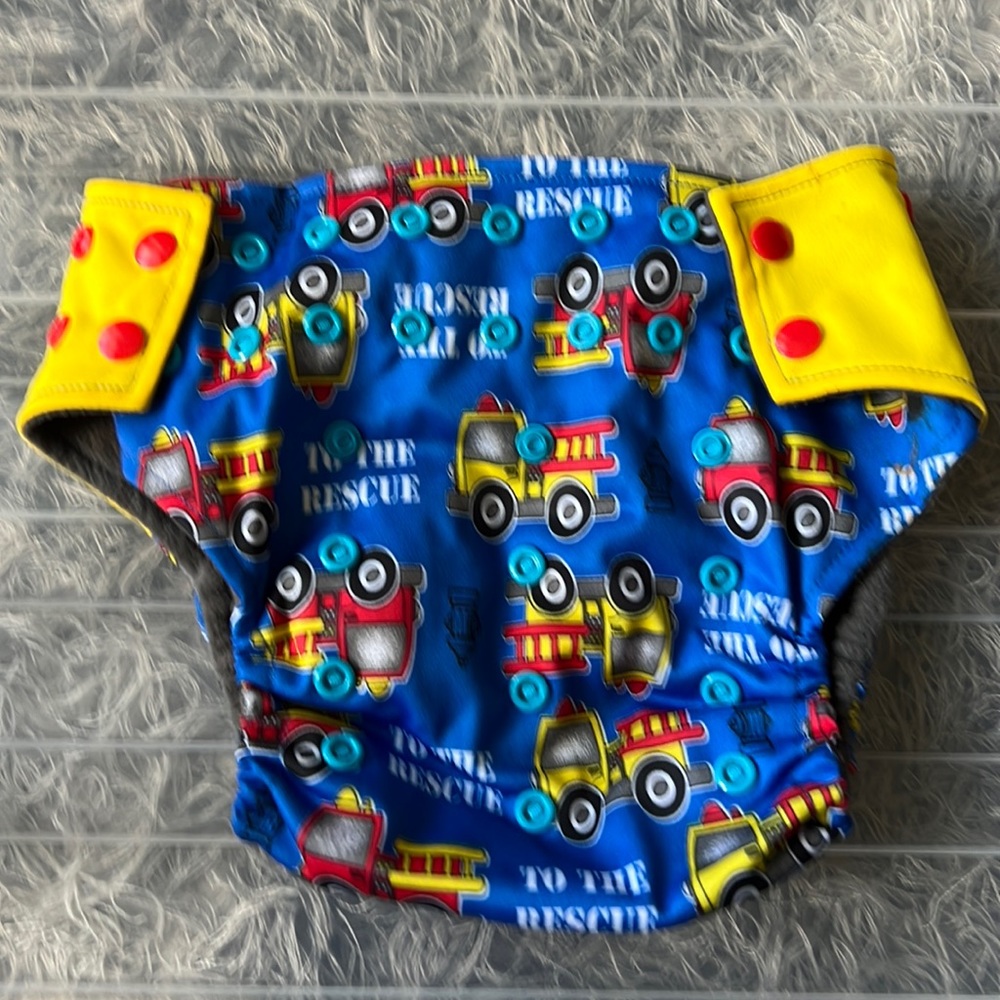To the rescue fire truck reusable, washable diapers with inside pocket